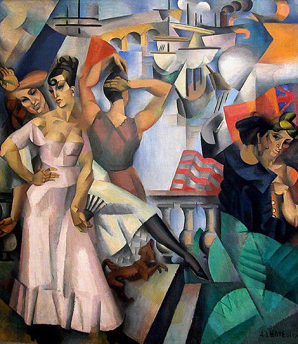 Ein farbenfrohes kubistisches Gemälde von André Lothe, Lescale, 1914