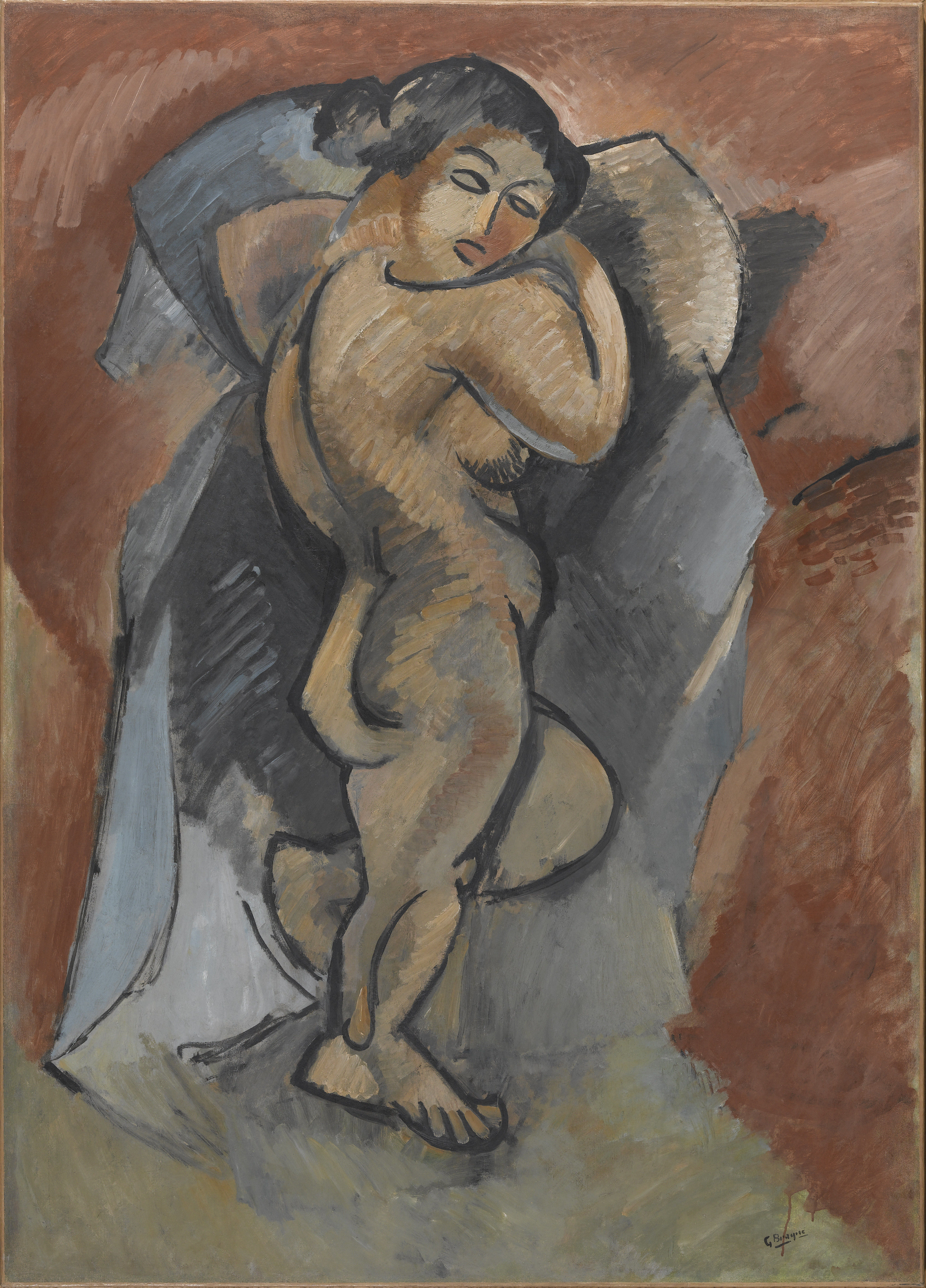 Beispiel des geometrischen Kubismus, Georges Braque Grand Nu, 1907-1908