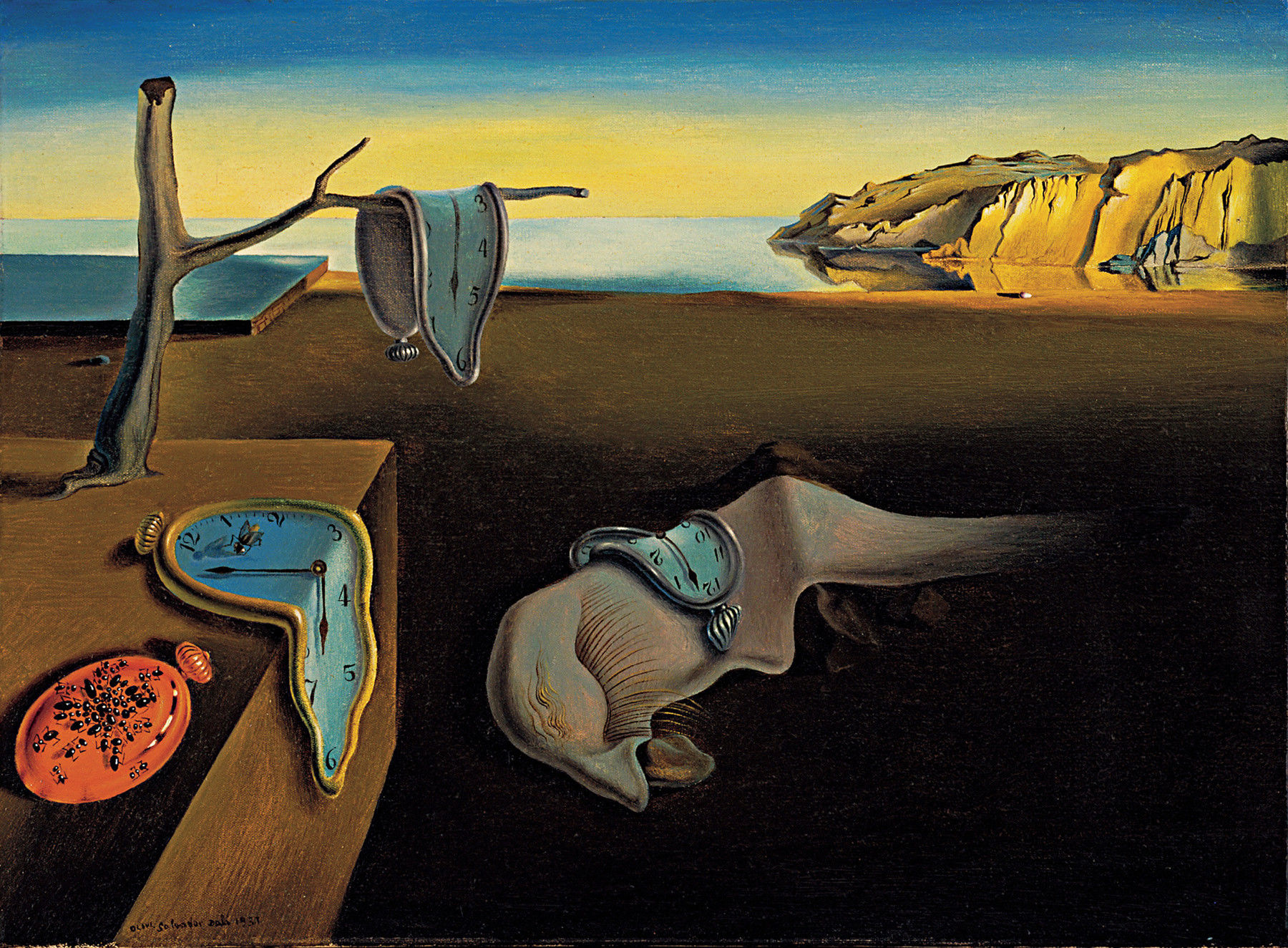 Surrealismus; Salvador Dali, The Perseverance of Memory, 1931 mit den typischen „schmelzenden Uhren“