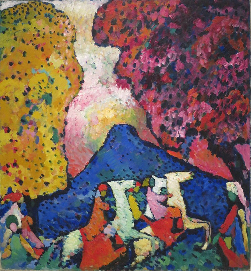Blue Mountain, 1908–09, Wassily Kandinsky in seinen frühen Jahren mit einem der ersten expressionistischen Gemälde