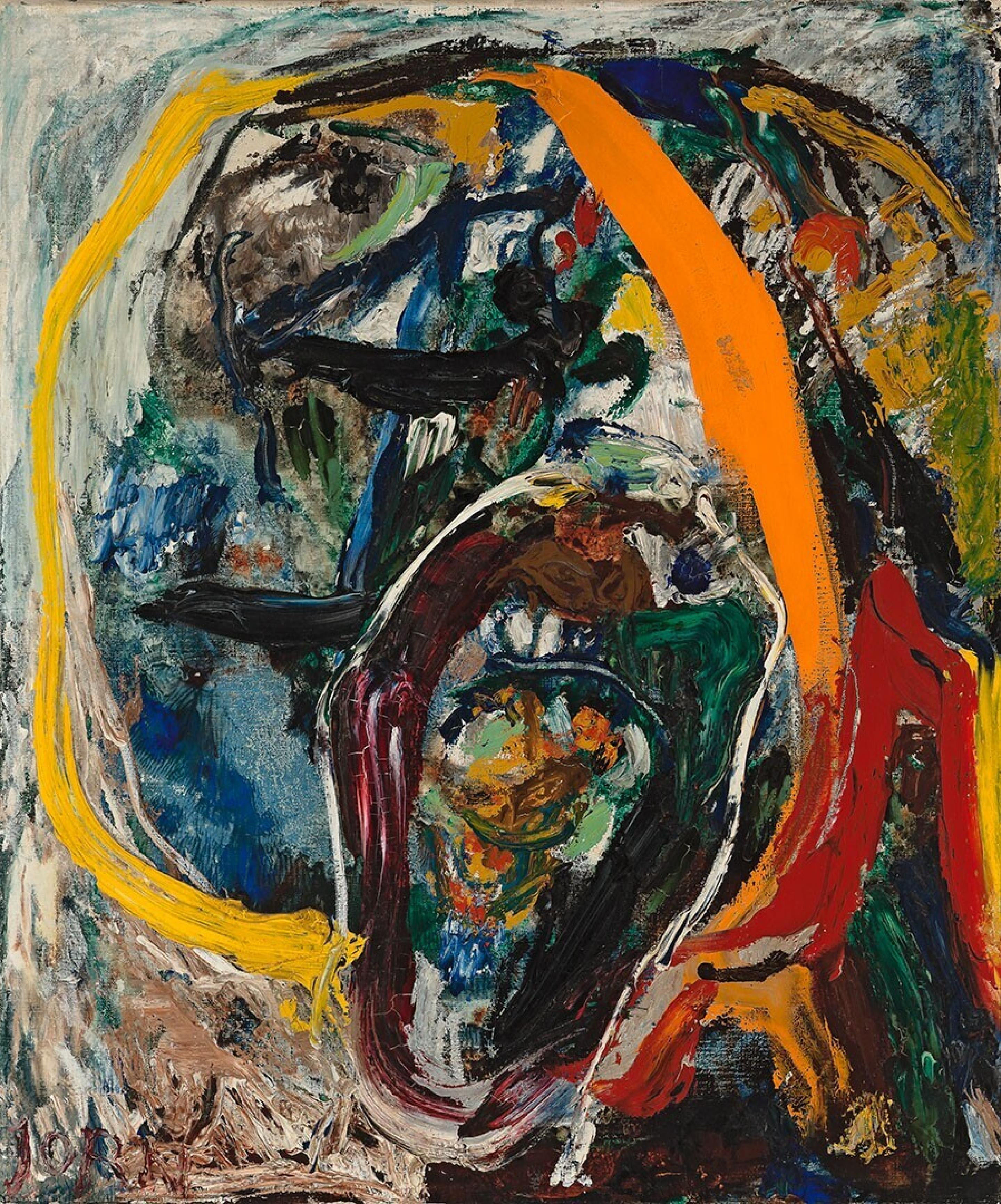 Cobra art; 'Plein Air with Noseless Horses', 1959 by Asger Jorn on display in Museum Boijmans