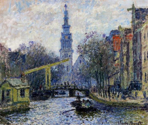 Der weltberühmte französische Impressionist Claude Monet in Amsterdam, die Zuidertoren in Amsterdam, 1871