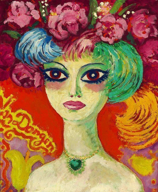 Fauvist portrait of a young lady by Kees van Dongen