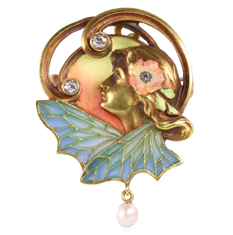 Art Nouveau/ Jugendstil-Anhänger/Brosche 1890, erhältlich bei Adin Fine Antique Jewellery