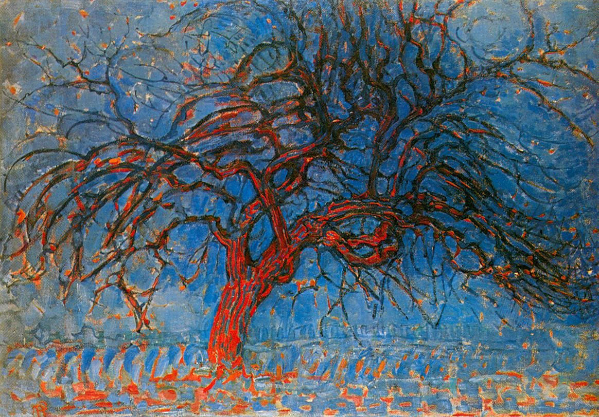 Abstraktes Ölgemälde Piet Mondrian, Der rote Baum von 1908
