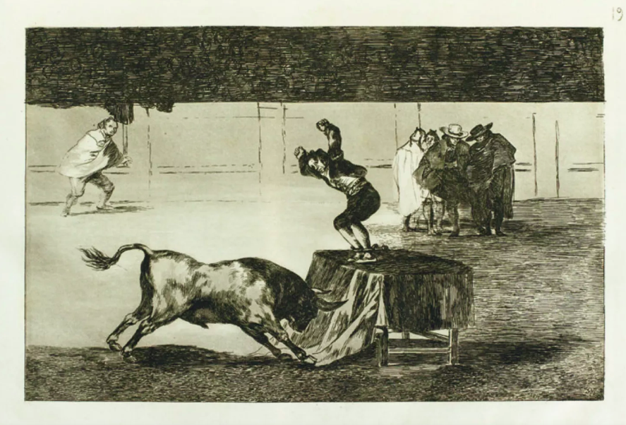 A printing print by Francisco de Goya, La Tauromaquia, 1816