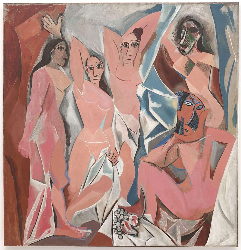 Das berühmte kubistische Kunstwerk „Les Demoiselles d'Avignon“, Pablo Picasso, 1907, Öl auf Leinwand, 244 x 234 cm