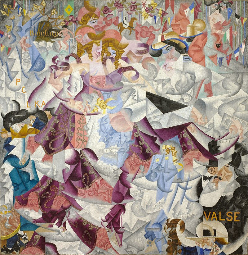 Futurist Gino Severini, 1912, Dynamic Hieroglyphic of the Bal Tabarin, oil on canvas with sequins