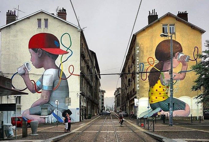 New Street Art by Seth Globe painter found in Fontaine France