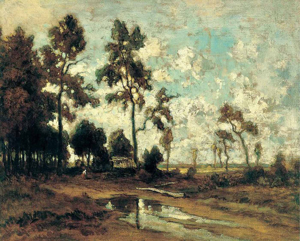 Vorläufer des Impressionismus aus der Schule von Barbizon: Théodore Rousseau, „Hütte im Wald von Fontainebleau“, um 1855